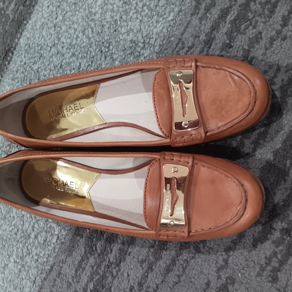 Michael Kors Shoes - Michael Kors Tan Loafers with Gold Accents